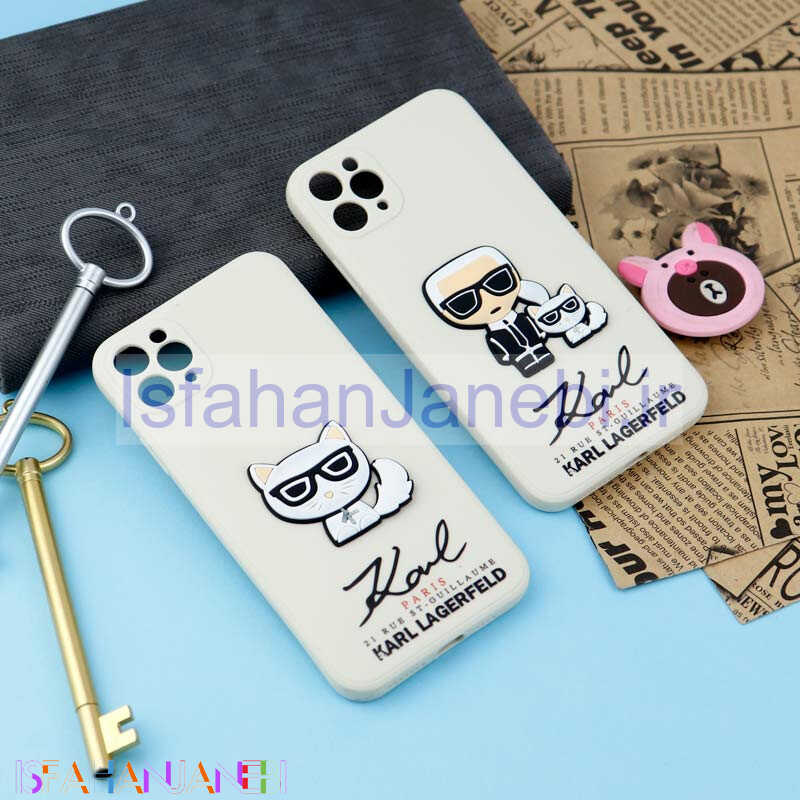 اصفهان جانبی-قاب سیلیکونی عروسکی کارل محافظ لنزدار iPhone 11 Pro Max