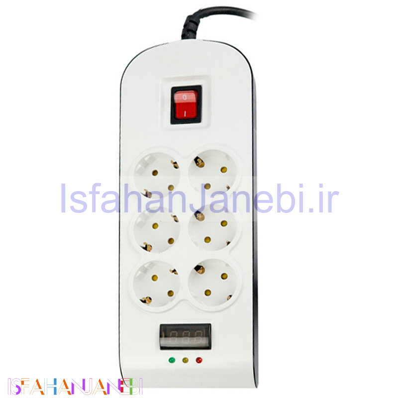 اصفهان جانبی-محافظ برق صوتی تصویری 6 خانه ارت دار پارت الکتریک 8795 با کابل 3 متری