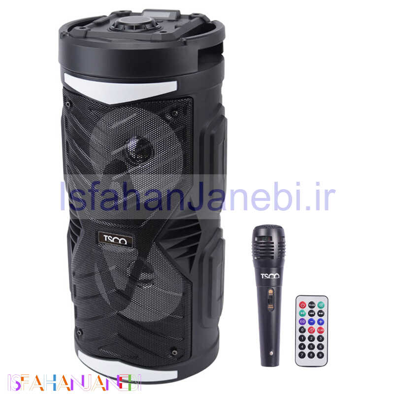 اصفهان جانبی-اسپیکر چمدانی بلوتوثی رم و فلش خور TSCO TS 23355 + میکروفون و ریموت کنترل