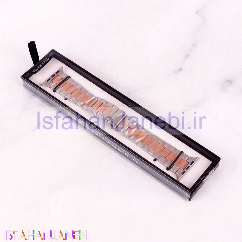 اصفهان جانبی-بند اپل واچ طرح 3بید 42/44mm نقره ای رزگلد