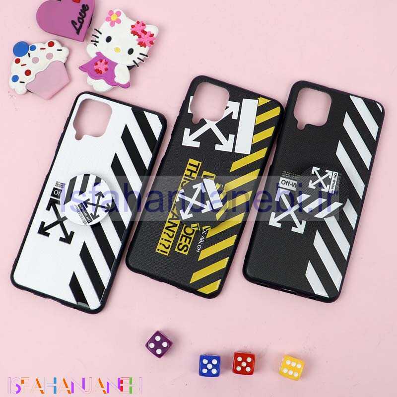 اصفهان جانبی-قاب فانتزی برجسته + پاپ سوکت طرح Off White سامسونگ A12 سری D