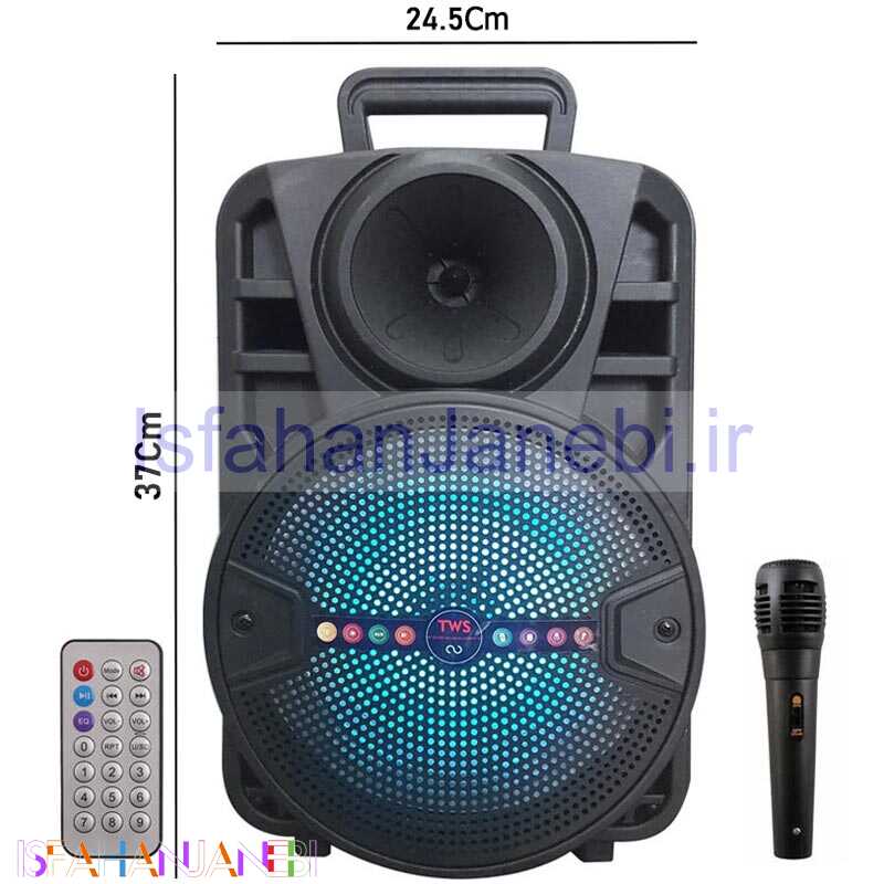 اصفهان جانبی-اسپیکر چمدانی بلوتوثی رم و فلش خور ALP-803 + میکروفن و ریموت کنترل