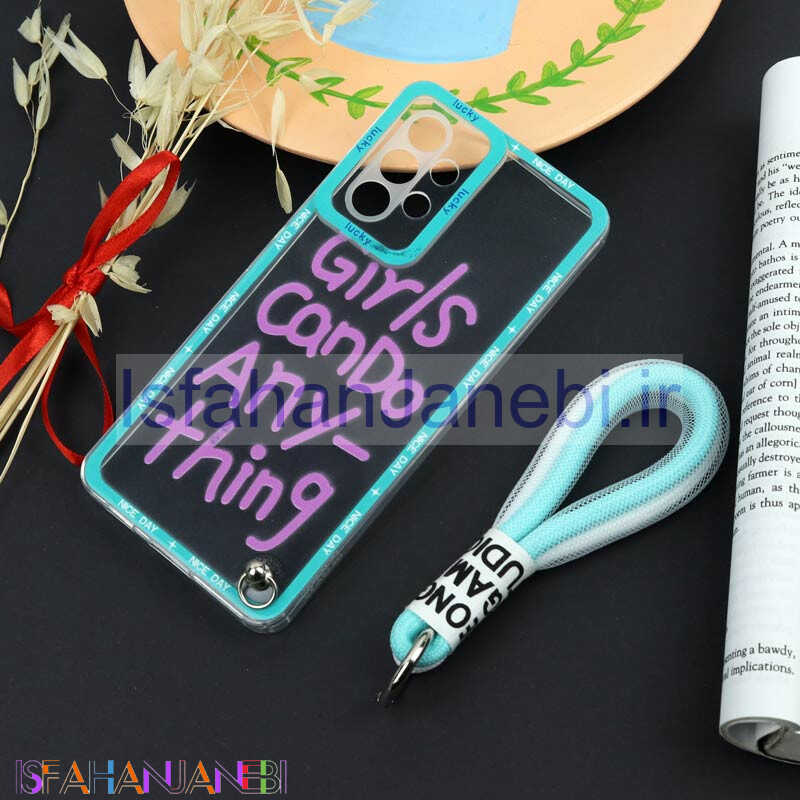 اصفهان جانبی-قاب طرحدار Girls Can Do محافظ لنزدار + بند آویز لنیارد Samsung Galaxy A53 5G
