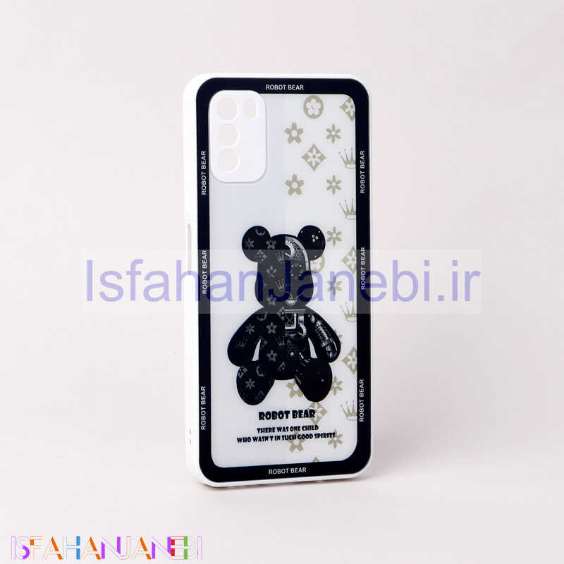 اصفهان جانبی-قاب پشت گلسی Robot Bear محافظ لنزدار Xiaomi Poco M3