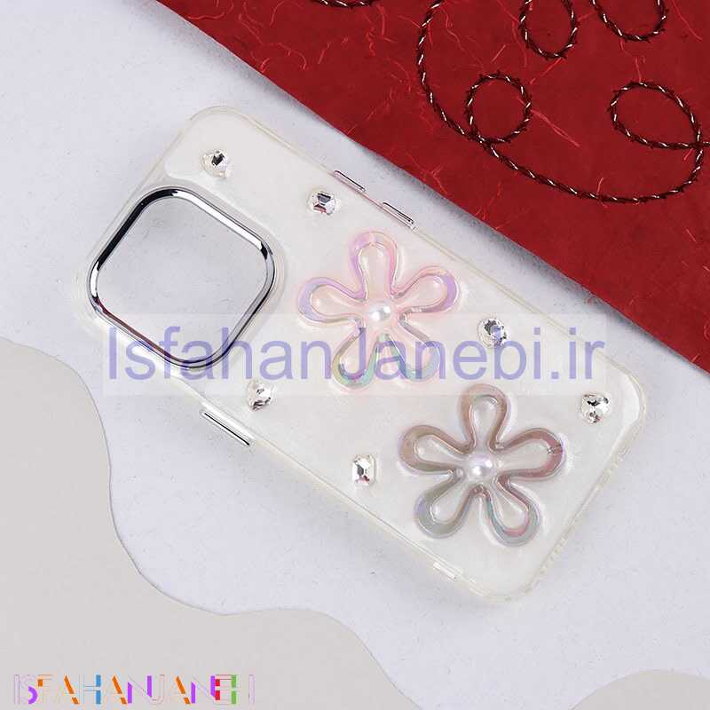 اصفهان جانبی-قاب اکلیلی Vip Max آیفون iPhone 15 Pro نگین دار طرح گل فانتزی