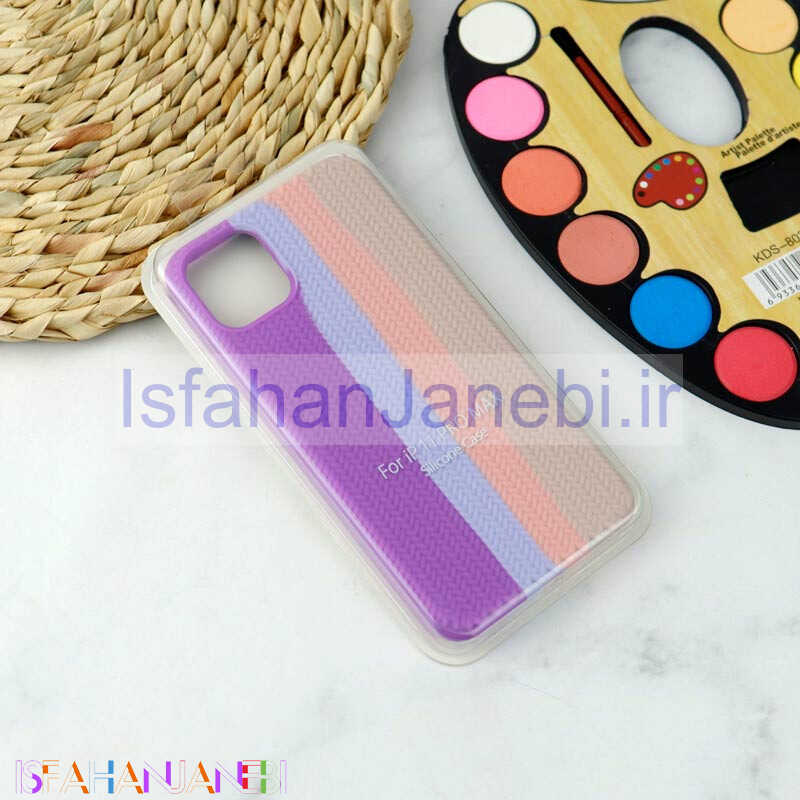 اصفهان جانبی-قاب سیلیکونی اورجینال رنگین کمانی طرح بافت iPhone 11 Pro Max