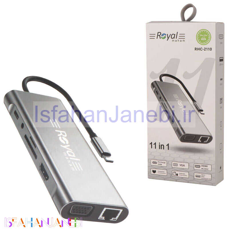 اصفهان جانبی-هاب 11 پورت Type-C رویال RHC-2110