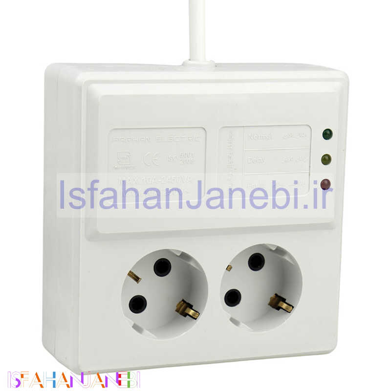 اصفهان جانبی-محافظ برق یخچال و فریزر 2 خانه ارت دار فرحان الکتریک با کابل 5 متری Farhan Electric FEP222