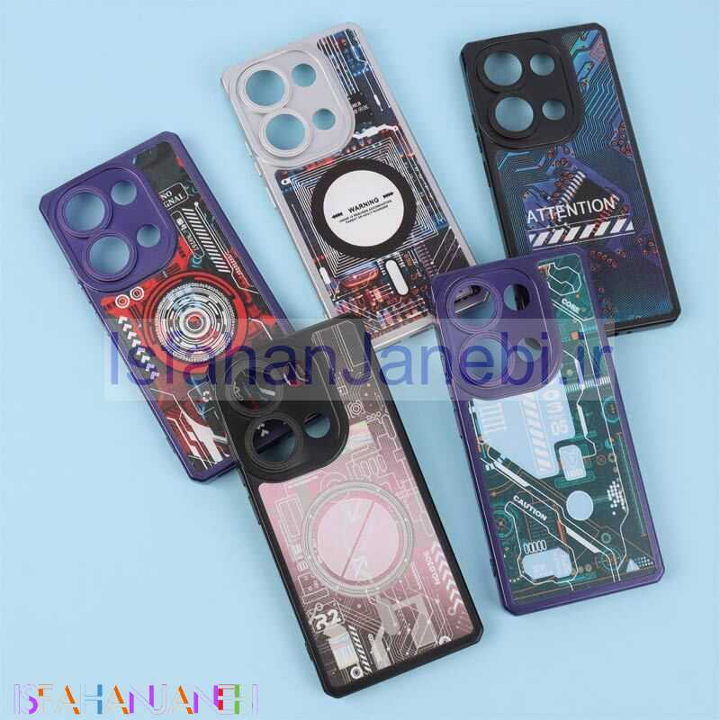 اصفهان جانبی-قاب ژله ای طرح دار مگ سیف محافظ لنزدار Xiaomi Redmi Note 13 Pro 4G