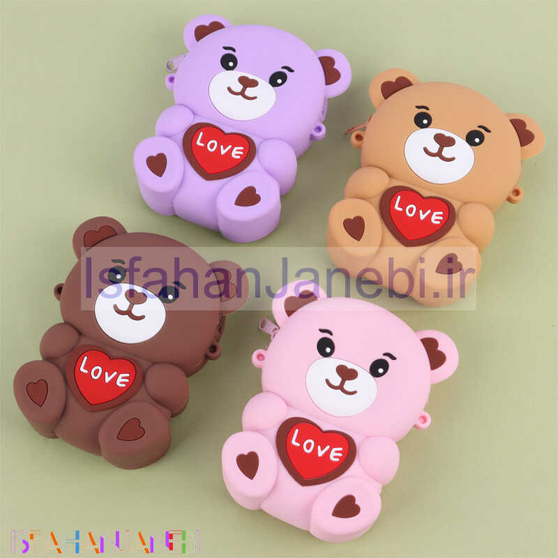 اصفهان جانبی-کیف فانتزی سیلیکونی خرسی + بند آویز