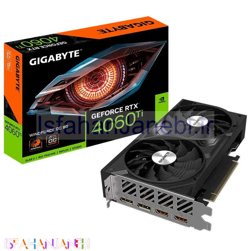اصفهان جانبی-کارت گرافیک Gigabyte GeForce RTX 4060 Ti WINDFORCE OC 8G GDDR6 128Bit