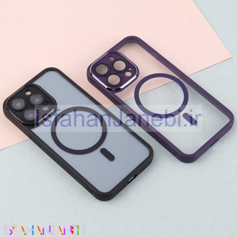 اصفهان جانبی-قاب PC شفاف متال ایرون دور رنگی مگ سیف محافظ لنزدار iPhone 13 Pro
