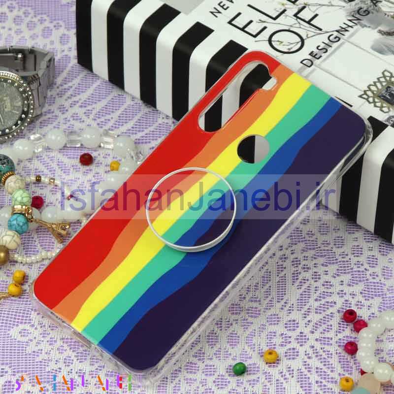 اصفهان جانبی-قاب سوپر IMD دور شفاف پاپ سوکت دار Xiaomi Redmi Note 8 رنگین کمانی