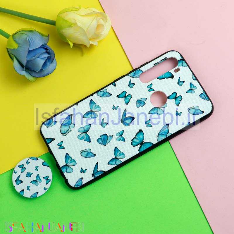 اصفهان جانبی-قاب فانتزی برجسته + پاپ سوکت طرح پروانه شیائومی Redmi Note 8 سری D