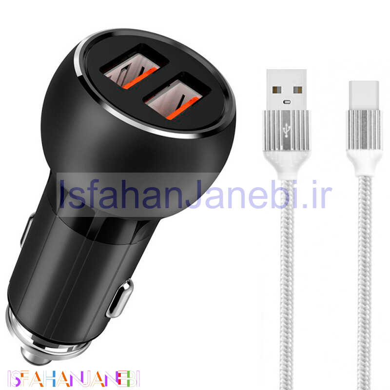 اصفهان جانبی-شارژر فندکی فست شارژ Ldnio C503Q 3A QC3.0 PD 36W + کابل تایپ سی