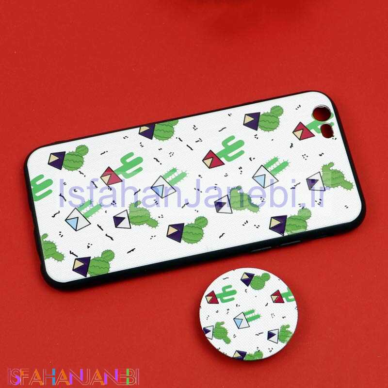 اصفهان جانبی-قاب فانتزی برجسته + پاپ سوکت طرح کاکتوس iPhone 6/6s سری D