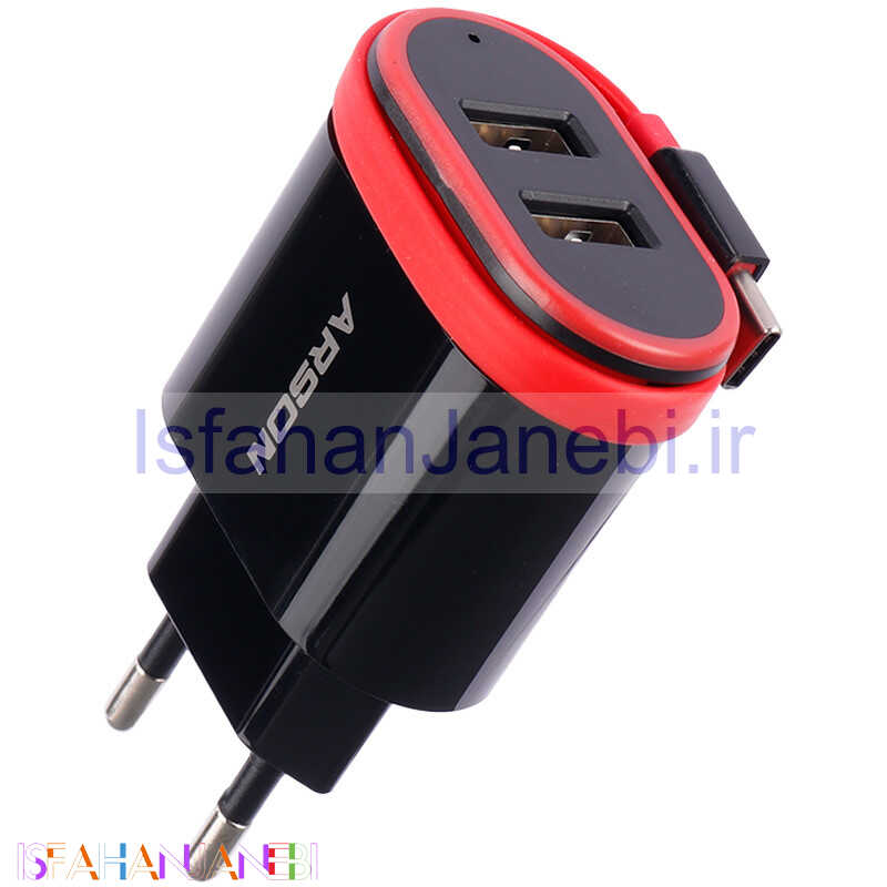 اصفهان جانبی-شارژر سیم وصل تایپ سی Arson AN-06 + دو پورت USB