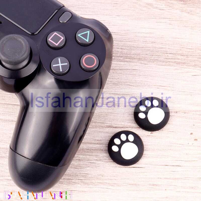 اصفهان جانبی-روکش آنالوگ دسته بازی Play Station/XBOX طرح رد پا سفید زمینه مشکی