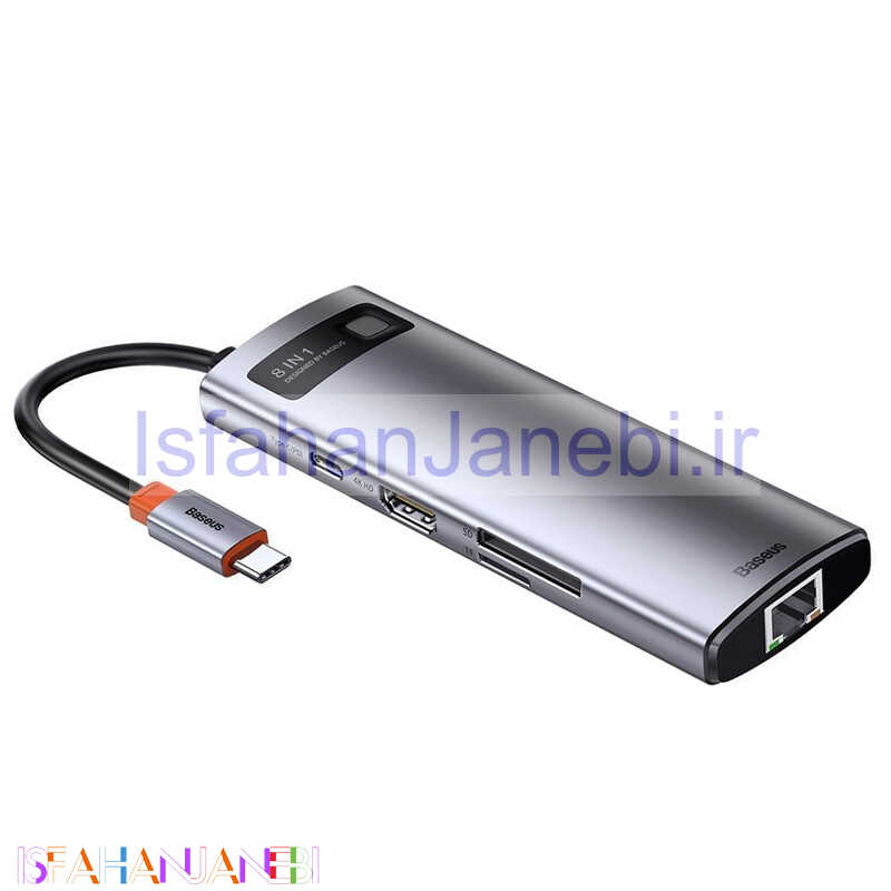 اصفهان جانبی-هاب 8 پورت Type-C باسئوس Metal Gleam Series CAHUB-CV0G