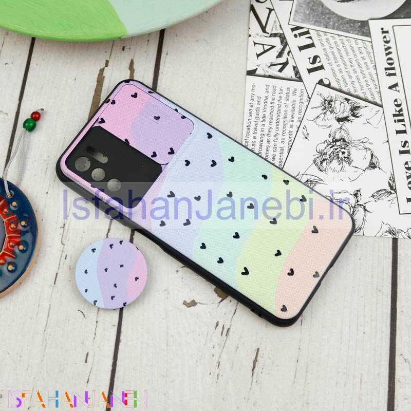 اصفهان جانبی-قاب طرحدار محافظ لنزدار کشویی + پاپ سوکت Xiaomi Poco M3 Pro سری D