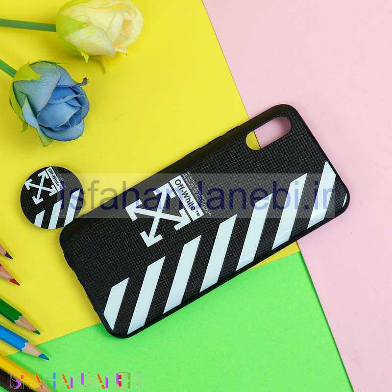 اصفهان جانبی-قاب فانتزی برجسته + پاپ سوکت طرح Off White شیائومی Redmi 9A سری D