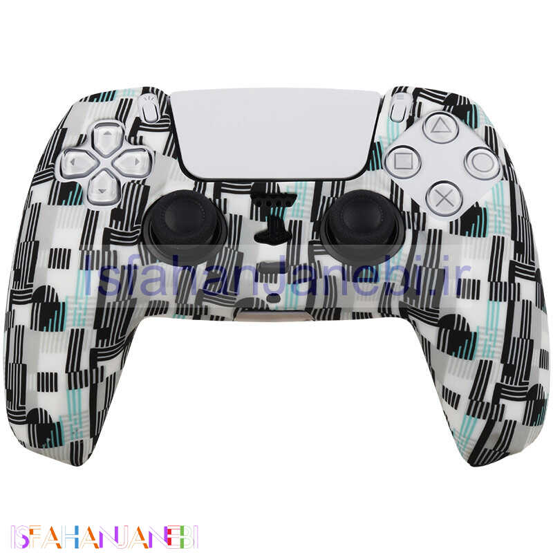 اصفهان جانبی-روکش دسته بازی PS5 زمینه سفید مشکی سبز