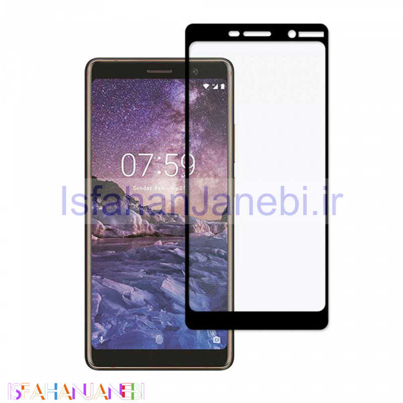 اصفهان جانبی-گلس تمام چسب Nokia 7 مشکی