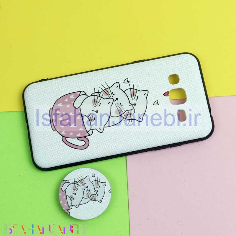 اصفهان جانبی-قاب فانتزی برجسته + پاپ سوکت طرح گربه سامسونگ J3 2016 سری D