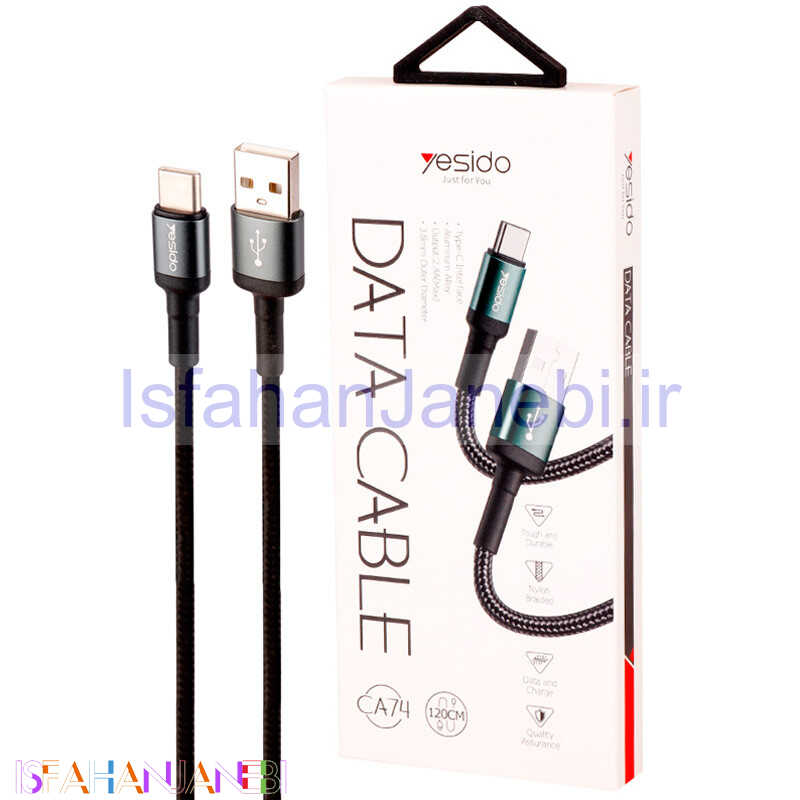 اصفهان جانبی-کابل تایپ سی فست شارژ Yesido CA74 2.4A 1.2m