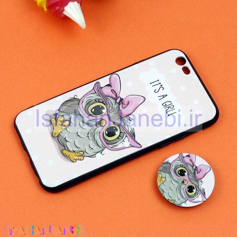 اصفهان جانبی-قاب فانتزی برجسته + پاپ سوکت طرح جغد iPhone 6/6s سری D