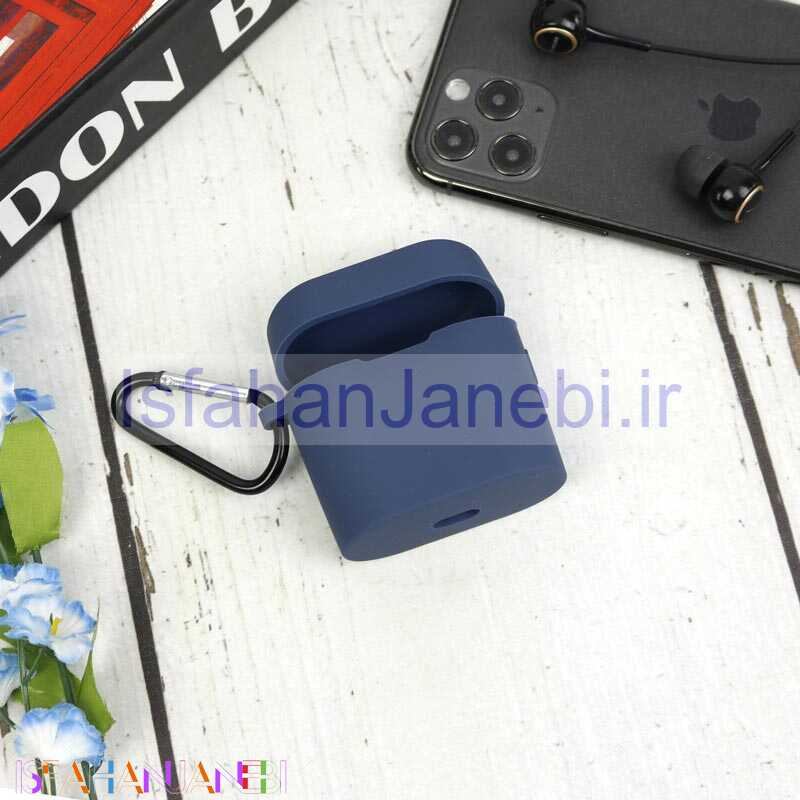 اصفهان جانبی-کاور محافظ سیلیکونی هندزفری QCY T7 + نگهدارنده بند و آویز قلاب