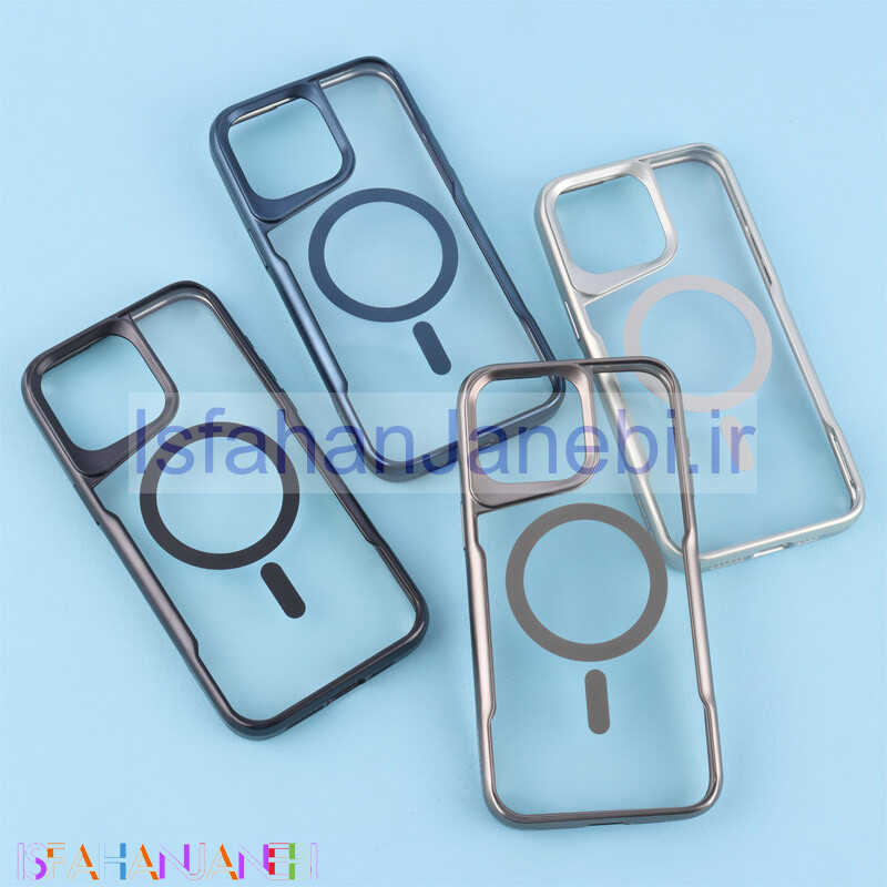 اصفهان جانبی-قاب طرح تیتانیوم شفاف Joyporodo مگ سیف iPhone 15 Pro Max