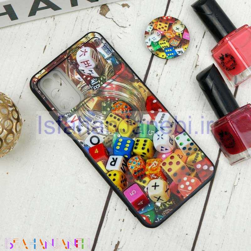 اصفهان جانبی-قاب طرحدار محافظ لنزدار کشویی + پاپ سوکت طرح تاس شیائومی Poco M3 Pro سری B