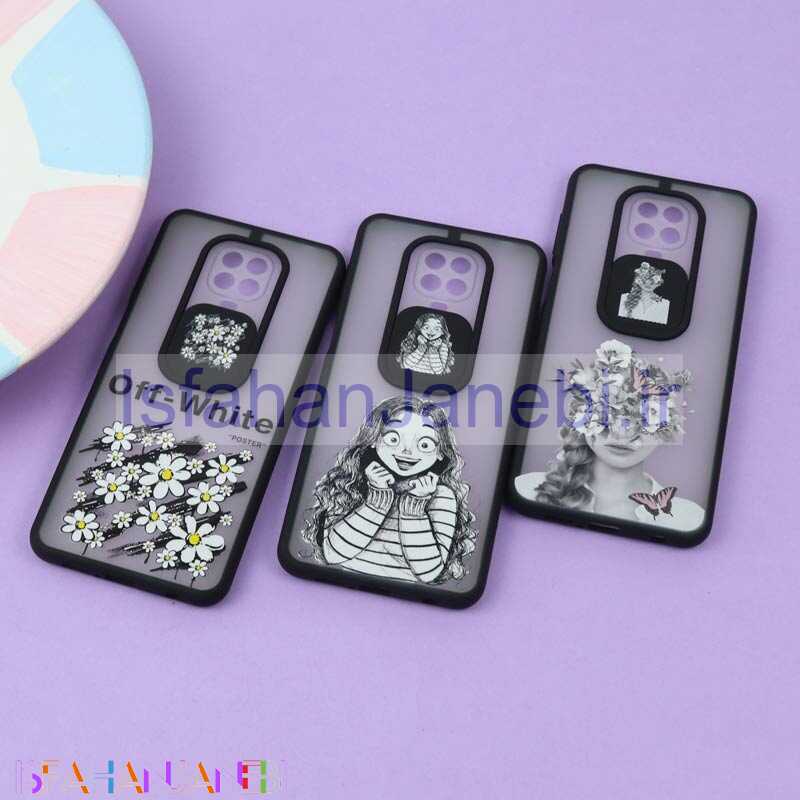 اصفهان جانبی-قاب محافظ لنز دار کشویی طرحدار مشکی Xiaomi Redmi Note 9S