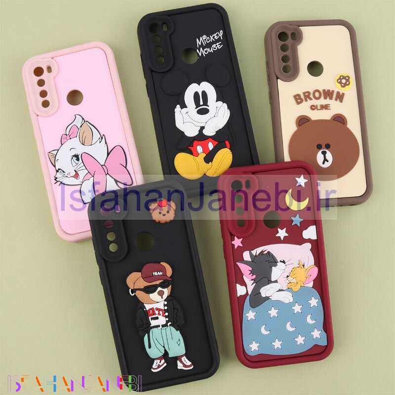 اصفهان جانبی-قاب سولید شیائومی Redmi Note 8 کارتونی برجسته محافظ لنزدار