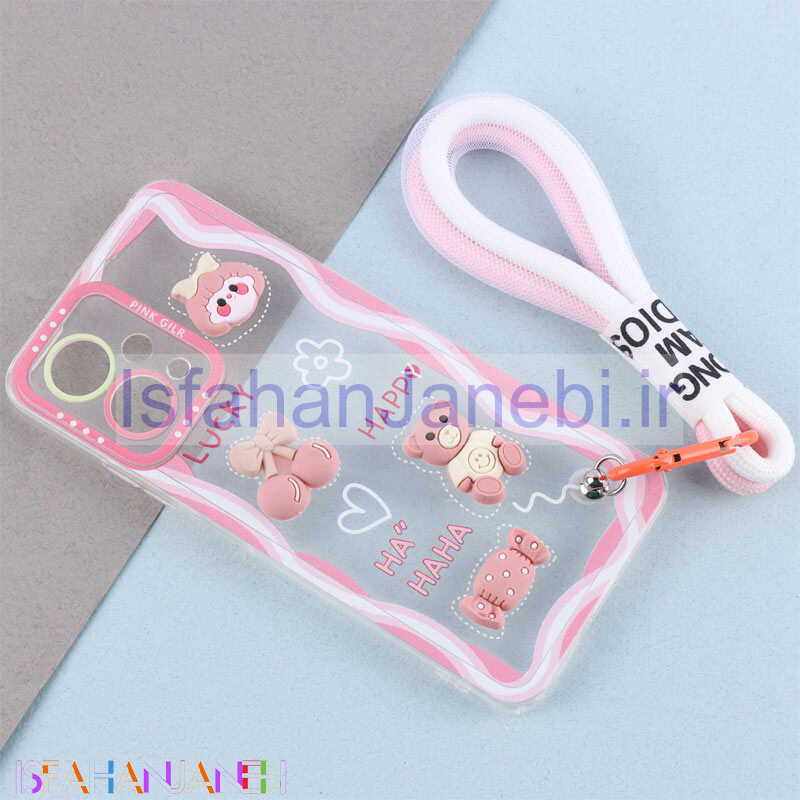 اصفهان جانبی-قاب ژله ای عروسک برجسته محافظ لنزدار + بند آویز لنیارد Xiaomi Poco X5