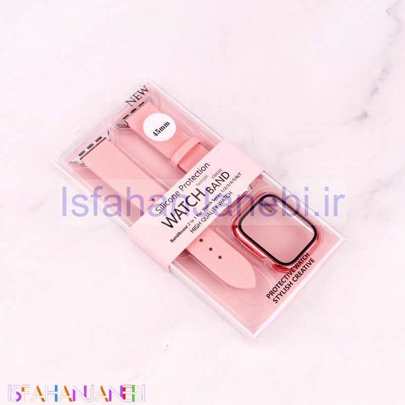 اصفهان جانبی-بند اپل واچ طرح چرم + محافظ صفحه 45mm