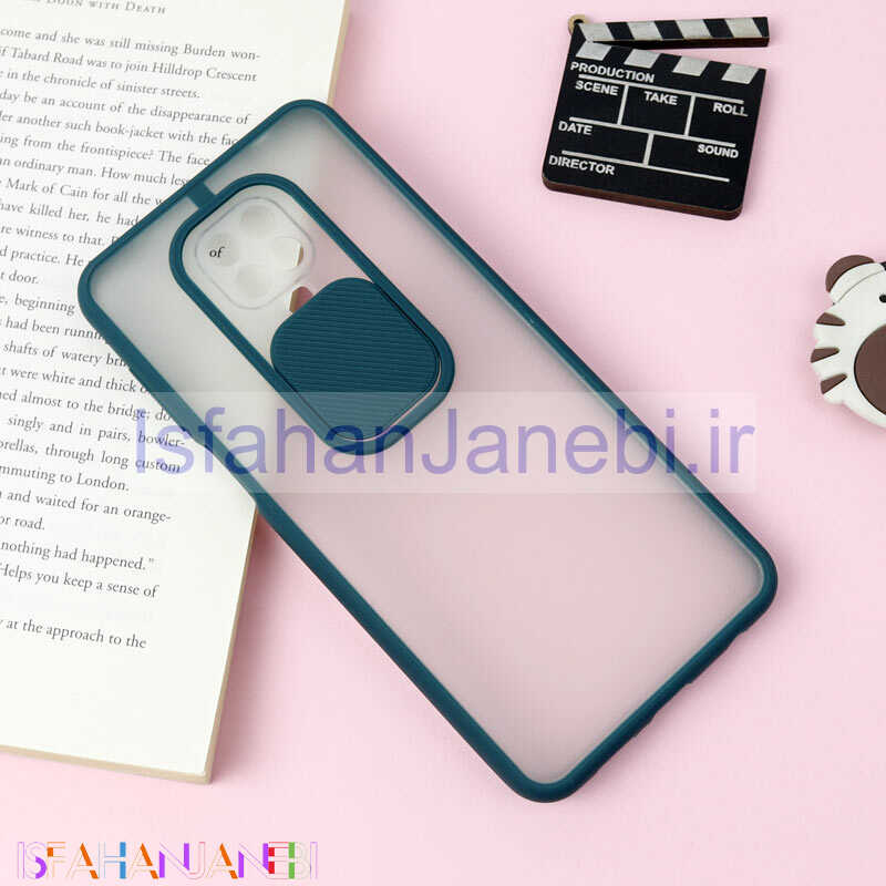 اصفهان جانبی-قاب PC مات محافظ لنز دار کشویی Xiaomi Redmi Note 9s / Note 9 Pro یشمی