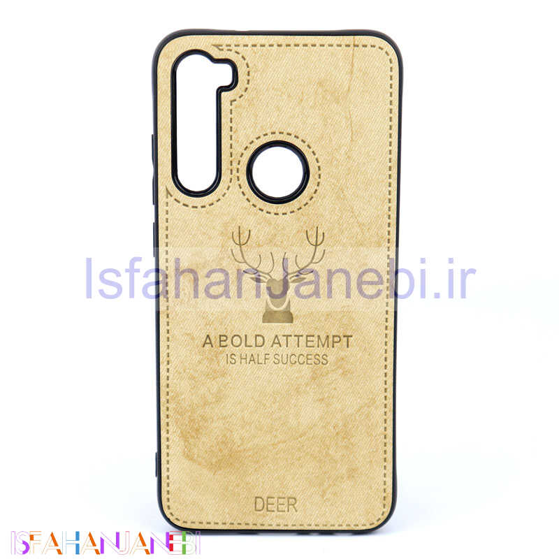 اصفهان جانبی-قاب چرمی طرح گوزن Xiaomi Redmi Note 8 خاکی