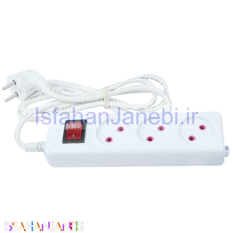 اصفهان جانبی-چند راهی 3 خانه بدون ارت فردان الکتریک با کابل 1/8 متری مدل 31110