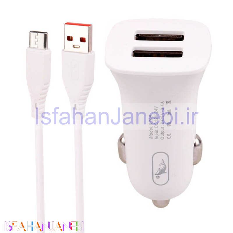 اصفهان جانبی-شارژر فندکی فست شارژ Sky Dolphin SZ09V 3.4A 15W + کابل میکرو یو اس بی