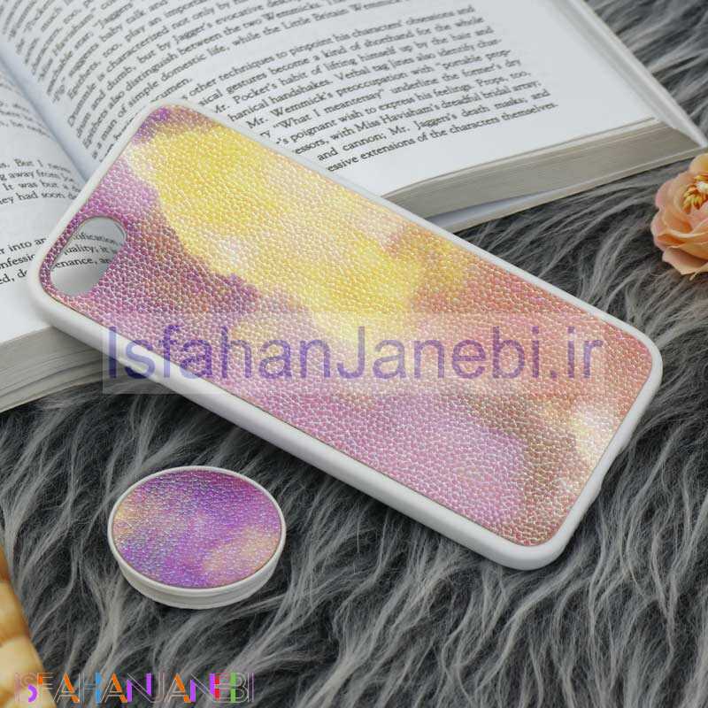 اصفهان جانبی-قاب چرمی هولوگرامی پاپ سوکت دار iPhone 7/8 سفید