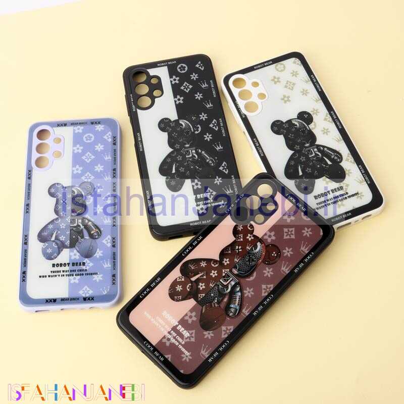 اصفهان جانبی-قاب پشت گلسی Robot Bear محافظ لنزدار Samsung Galaxy A13 4G