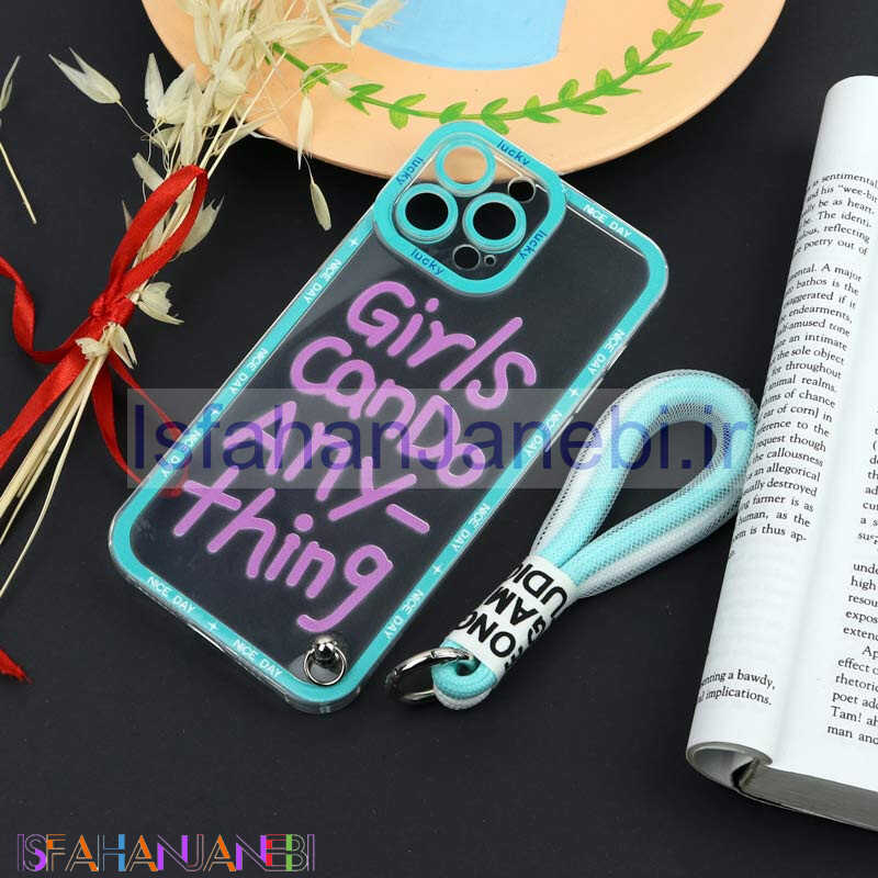 اصفهان جانبی-قاب طرحدار Girls Can Do محافظ لنزدار + بند آویز لنیارد iPhone 13 Pro Max