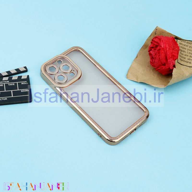 اصفهان جانبی-قاب ژله ای نگین دار محافظ لنزدار iPhone 13 Pro