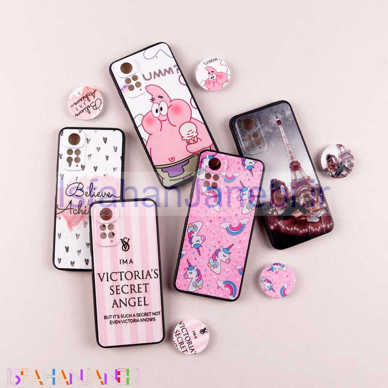 اصفهان جانبی-قاب فانتزی طرحدار دخترانه محافظ لنزدار + پاپ سوکت Xiaomi Redmi Note 11 / 11s سری R