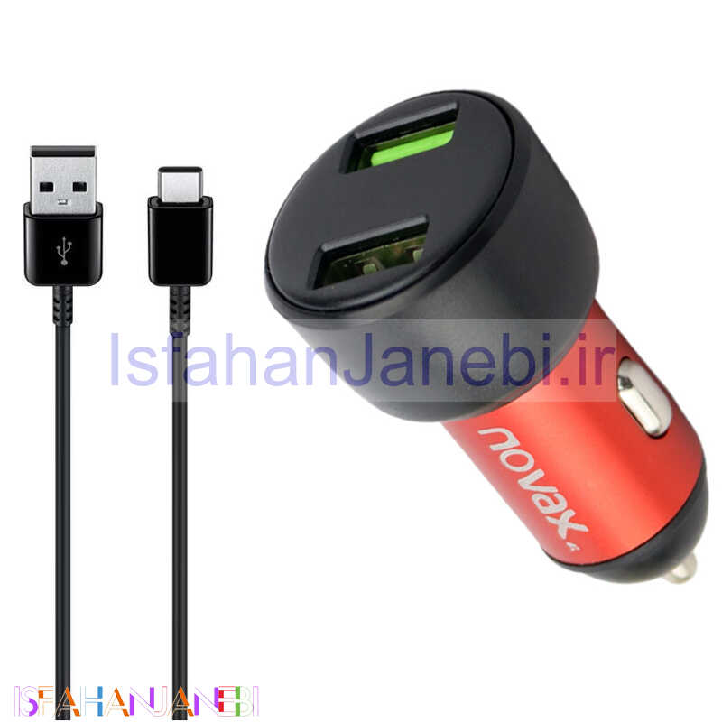 اصفهان جانبی-شارژر فندکی فست شارژ Novax C-302 QC3.0 5.5A 36W + کابل Type-C