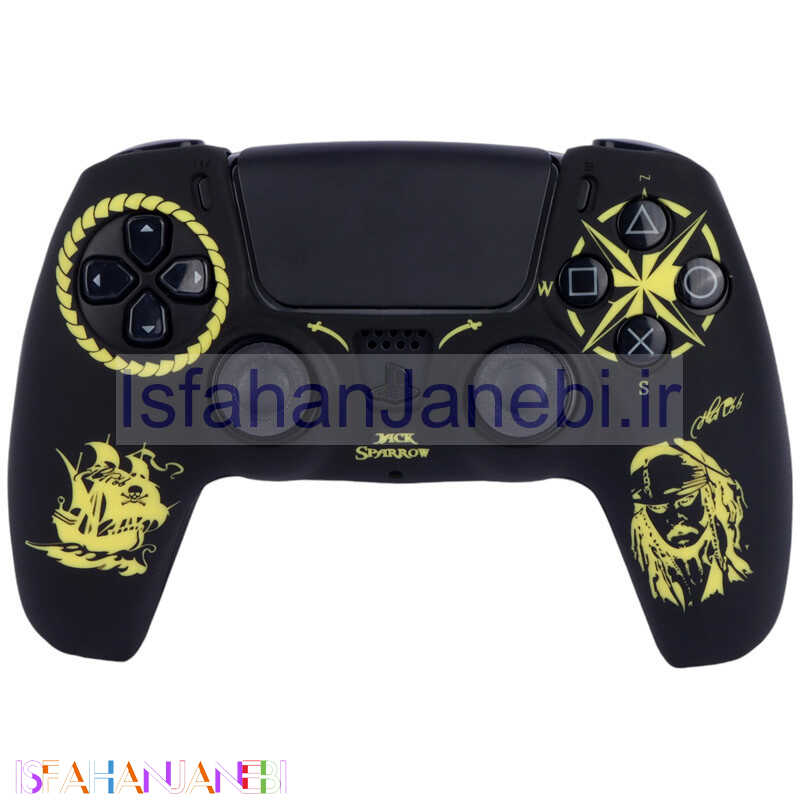 اصفهان جانبی-روکش دسته بازی PS5 طرح Jack Sparrow زمینه مشکی زرد