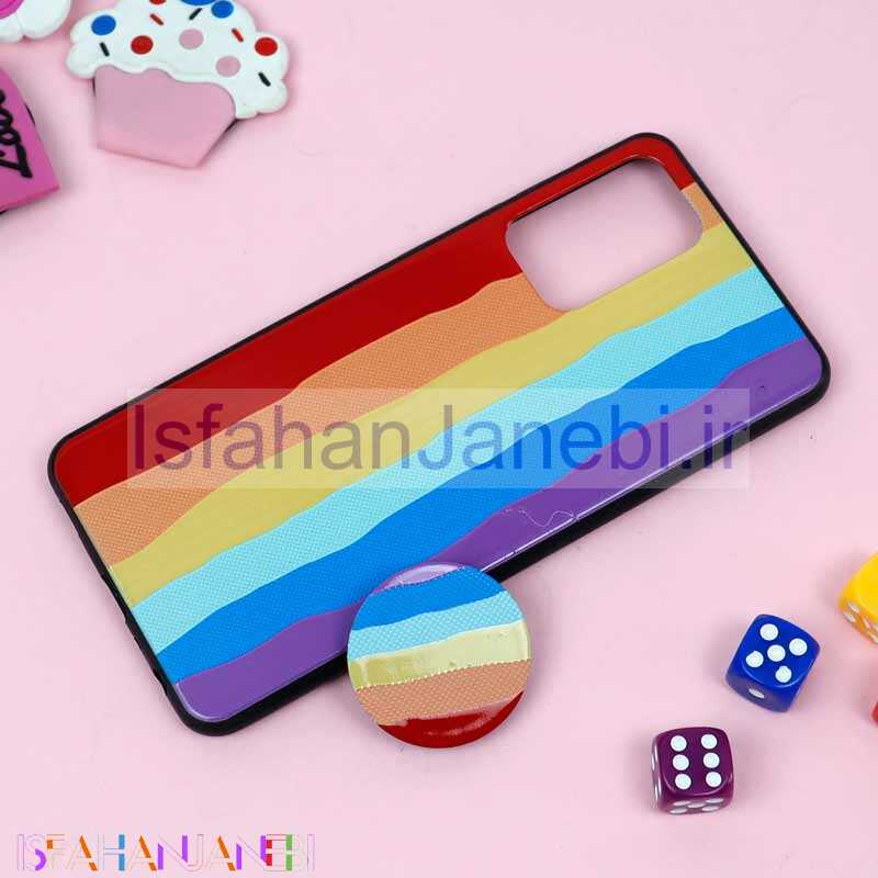 اصفهان جانبی-قاب فانتزی برجسته + پاپ سوکت طرح رنگین کمون سامسونگ A72 سری D