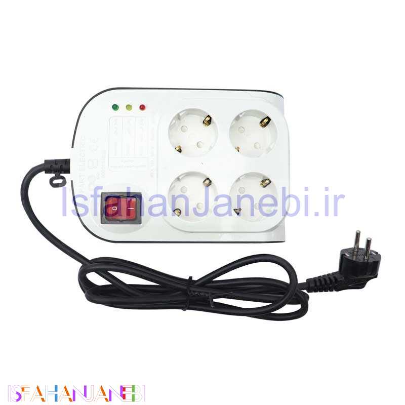 اصفهان جانبی-محافظ برق صوتی تصویری 4 خانه ارت دار پارت الکتریک PE8791 با کابل 1٫8 متری